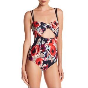 Kate Spade Blue Colombe D'or Floral One Piece Swimsuit Bathing Suit Size XS